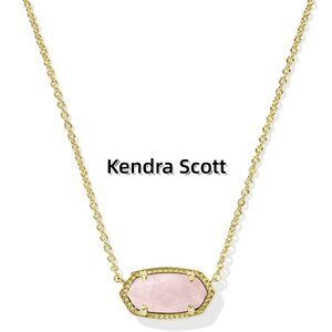 Elisa Gold Pendant Necklace in Rose Quartz
